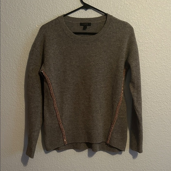 J. Crew Sweaters - J. Crew Grey Sweater with Bronze Details